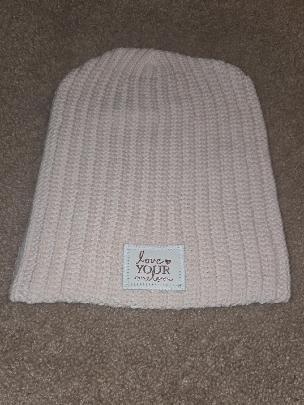 Love Your Melon Pale Pink Ribbed Knit Beanie